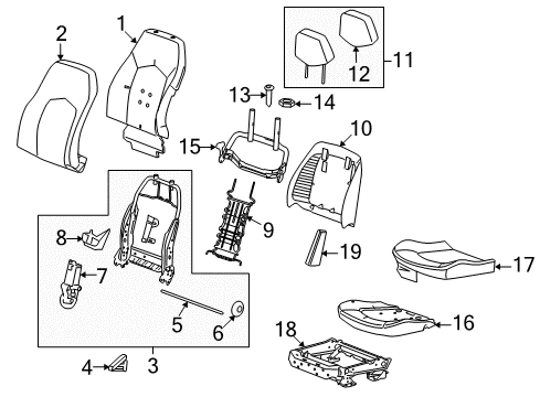 2014 Cadillac CTS Driver Seat Components Seat Back Cover Diagram for 22737823