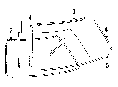 1991 Hyundai Scoupe Back Glass Plug-Side Sill Moulding Mounting Diagram for 87770-24100