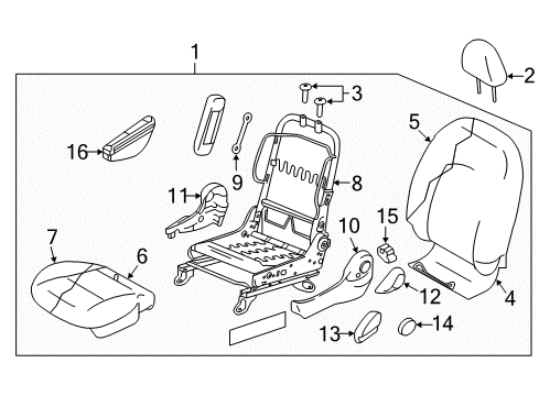 2013 Nissan Versa Driver Seat Components Trim Assembly - Front Seat Cushion Diagram for 87370-3AN0A
