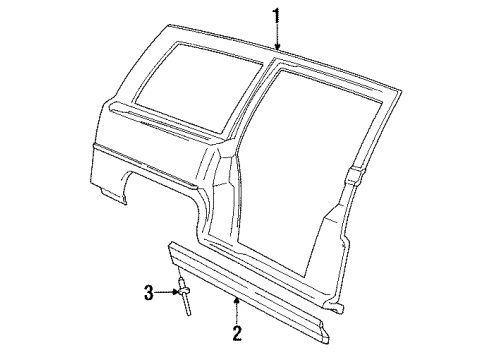 1991 Oldsmobile Silhouette Exterior Trim - Body Side Panel Molding Asm-Body Side Rear *White Diagram for 10152436