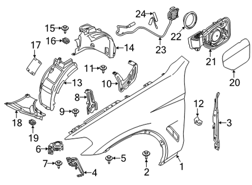 2021 BMW X3 Fender & Components Cover, Bottom Left Diagram for 51717445679