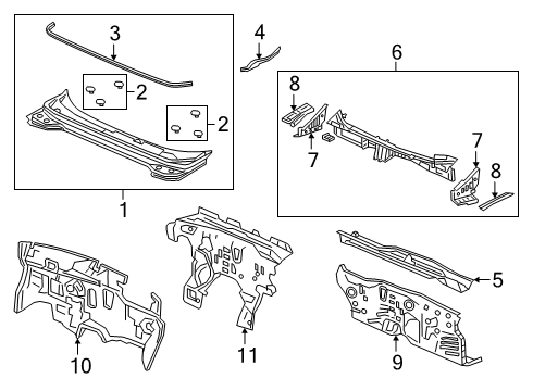 2022 Acura RDX Cowl BRACKET L Diagram for 61127-TJB-A00ZZ