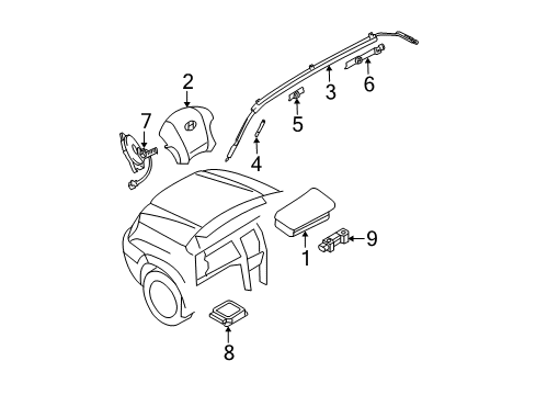 2007 Kia Sportage Air Bag Components Passenger Air Bag Assembly Diagram for 845301F500UB