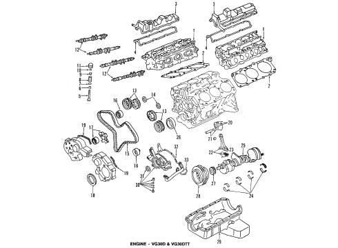 1993 Nissan 300ZX Engine Parts, Mounts, Cylinder Head & Valves, Camshaft & Timing, Oil Pan, Oil Pump, Crankshaft & Bearings, Pistons, Rings & Bearings ENGIN Gasket Diagram for 10101-40P85