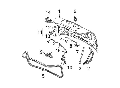 2005 Pontiac Grand Prix Trunk Lock Cylinder Diagram for 89024312