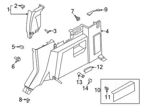 2022 Ford Bronco Interior Trim - Quarter Panels Quarter Trim Panel Retainer Clip Diagram for -W721378-S300