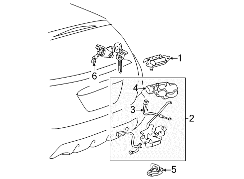 2006 Pontiac Vibe Lift Gate Cable, Lift Gate Lock Release Diagram for 88969886