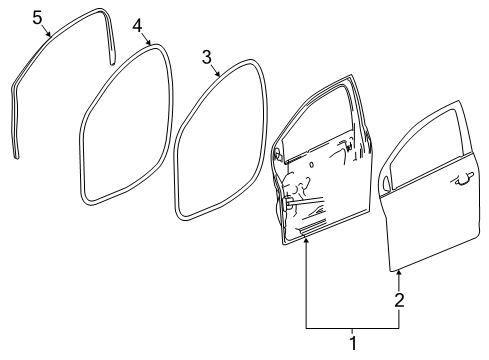 2020 Chevrolet Spark Front Door Weatherstrip On Body Diagram for 42444596