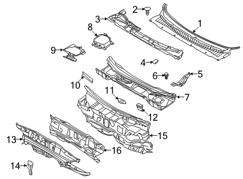 2015 Ford Special Service Police Sedan Cowl Insulator Diagram for FB5Z-7401588-A