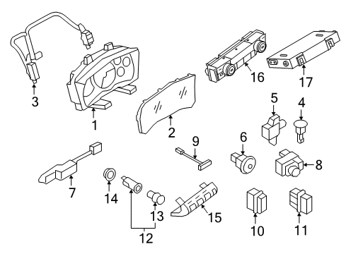2010 Nissan GT-R Cluster & Switches, Instrument Panel Warning Assy-Instrument, A Diagram for 25020-JF30A