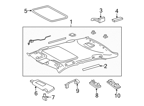 2008 Toyota Camry Interior Trim - Roof Headliner Spacer Diagram for 66413-06100