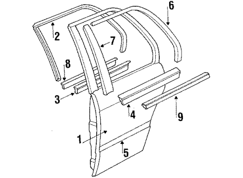 1991 BMW 318i Rear Door Moulding Door Rear Right Diagram for 51131904772