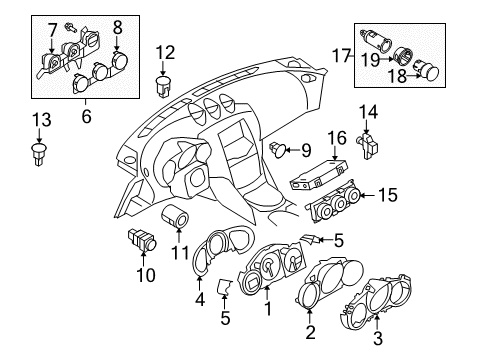 2012 Nissan 370Z Cluster & Switches, Instrument Panel Combination Meter Housing Lower Diagram for 24811-1EA0A