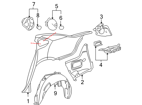 2015 Chevrolet Impala Limited Quarter Panel & Components Wheelhouse Liner Diagram for 15952291