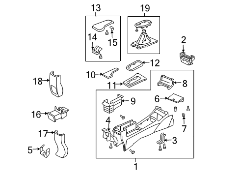 2005 Honda Civic Center Console Garnish Assy., Center Console *NH365L* (BLACK METALLIC) Diagram for 77295-S5A-L11ZB