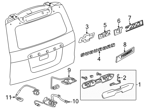 2018 Chevrolet Suburban Parking Aid Nameplate Diagram for 15860871