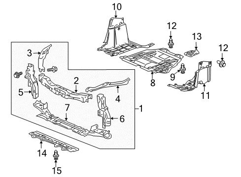 2012 Honda Insight Radiator Support Clip, Cover (Lower) Diagram for 91514-TM8-003