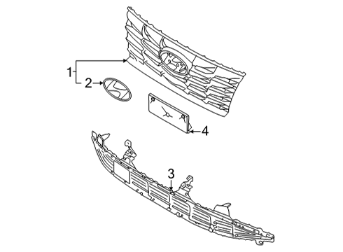 2022 Hyundai Tucson Grille & Components MOULDING-FRT BPR LICENSE PLATE Diagram for 86529-N9010