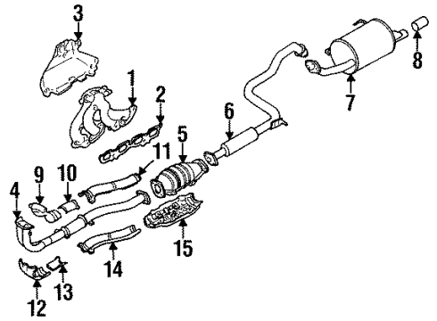 1998 Nissan 200SX Exhaust Manifold INSULATOR-Heat, Front Tube Upper Diagram for 20525-4M200