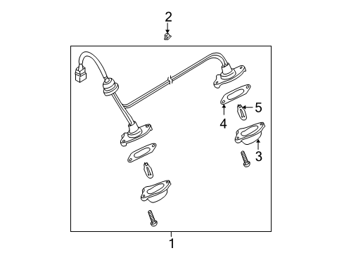 1998 Nissan Pathfinder Bulbs Lamp Assembly-Licence Diagram for 26510-0W010