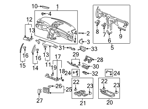2005 Acura RL Cluster & Switches, Instrument Panel Panel, Passenger (Dark Curly Maple) (Wood) Diagram for 77246-SJA-A01ZA