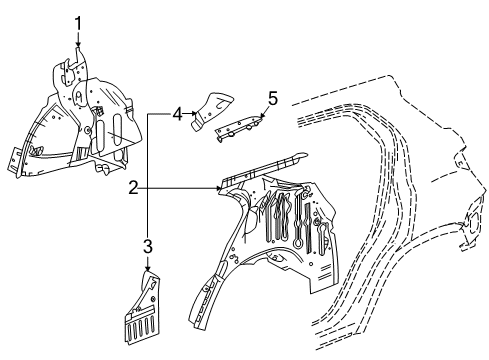 2021 Chevrolet Equinox Inner Structure - Quarter Panel Upper Reinforcement Baffle Diagram for 84383323