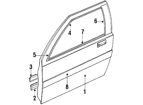 1989 Acura Integra Front Door Protector Assembly, Passenger Side Diagram for 75810-SD2-003