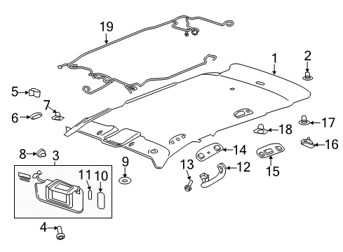 2019 Buick Envision Interior Trim - Roof Headliner Diagram for 84397238