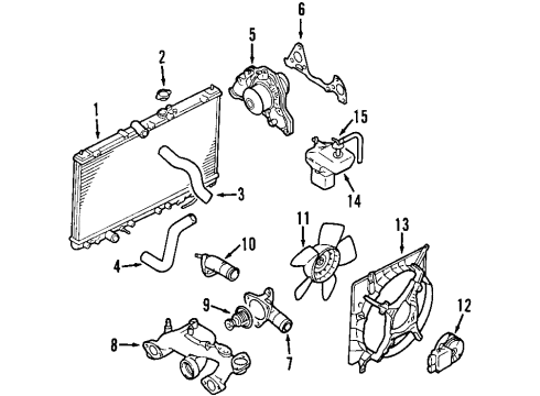 2000 Mitsubishi Galant Cooling System, Radiator, Water Pump, Cooling Fan Motor-Radiator Fan Diagram for MR481726