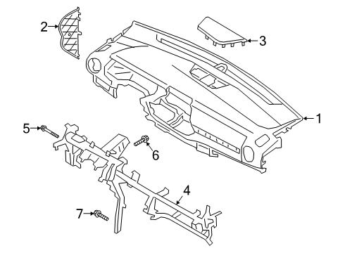 2021 Kia Forte Cluster & Switches, Instrument Panel Cover Assembly-C/PAD Sid Diagram for 84766M7000GBU