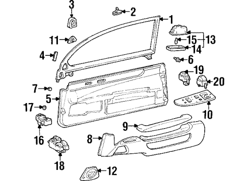 2000 Lexus SC400 Front Door Front Armrest Assembly, Right Diagram for 74210-24093-C2