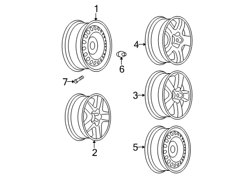 2005 Chevrolet Malibu Wheels Wheel Rim-16X6.5 110 X 5 Black Cadmium Plated, 41Mm, Aluminum. Diagram for 9594344