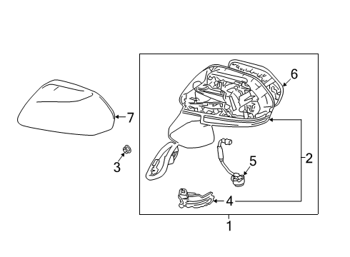 2019 Toyota Avalon Mirrors Mirror Diagram for 87901-07110