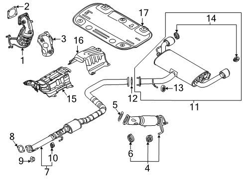 2022 Hyundai Veloster N Exhaust Components Front Muffler Assembly Diagram for 28610-K9100