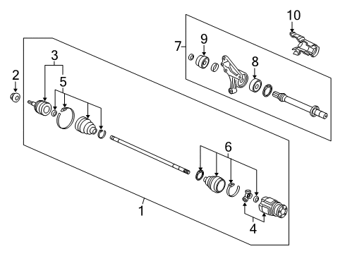 2013 Acura RDX Drive Axles - Front Shaft Assembly, Half Diagram for 44500-TX4-A00