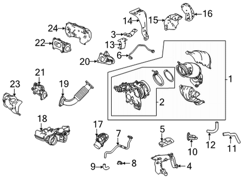 2021 Acura TLX Turbocharger & Components Gasket, Turbocharger Pipe Diagram for 19524-RPY-G01