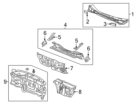 2018 Honda Odyssey Cowl Insulator, Dashboard Diagram for 74260-THR-A00