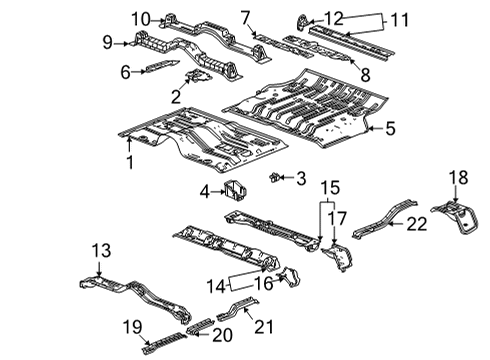 2022 Cadillac Escalade ESV Floor & Rails Center Floor Pan Diagram for 84845462