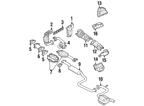 2001 Mercury Cougar Exhaust Components, Exhaust Manifold Rear Muffler Diagram for XS8Z-5230-FA