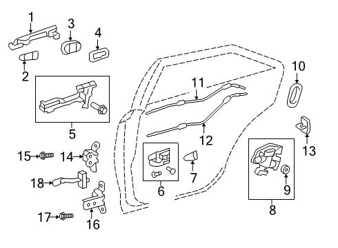 2015 Toyota Camry Rear Door Handle, Outside Diagram for 69211-06090-J2