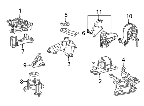 2021 Toyota Highlander Engine & Trans Mounting Rear Mount Bracket Diagram for 12303-0P030