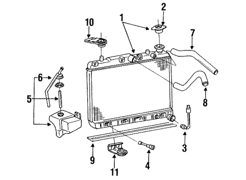 1994 Hyundai Scoupe Radiator & Components Hose-Radiator Reservoir Cap Diagram for 25443-32000