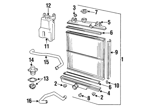 1987 Dodge Mini Ram Cooling System, Radiator, Water Pump, Cooling Fan Fitting Diagram for MD097041