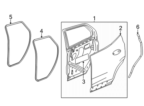 2021 Buick Encore GX Door & Components Weatherstrip On Body Diagram for 42708692