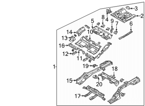 2021 Hyundai Elantra Rear Floor & Rails PANEL COMPLETE-REAR FLOOR Diagram for 65500-BY001