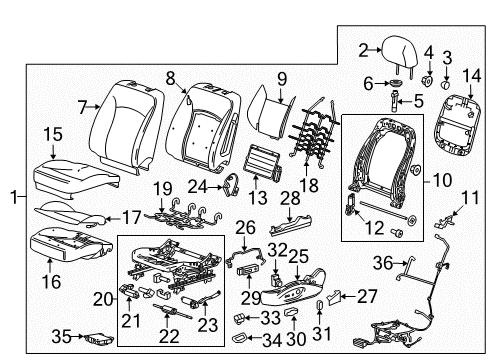 2013 Chevrolet Malibu Power Seats Seat Back Cover Diagram for 22895373