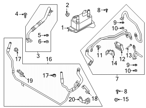 2020 Ford Edge Trans Oil Cooler Inlet Tube Clamp Diagram for K2GZ-7C107-A