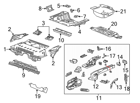 2020 Buick Encore Rear Body - Floor & Rails Anchor Plate Diagram for 20788228