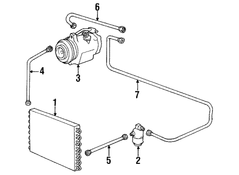 1994 BMW 750iL Air Conditioner Pressure Hose, Compressor-Condenser Diagram for 64538390481