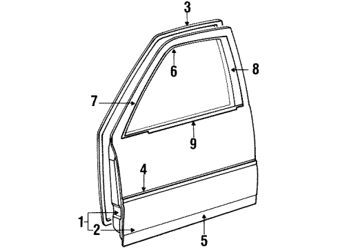1988 Chrysler New Yorker Front Door & Components, Exterior Trim Molding-Front Door Diagram for 5011126AA